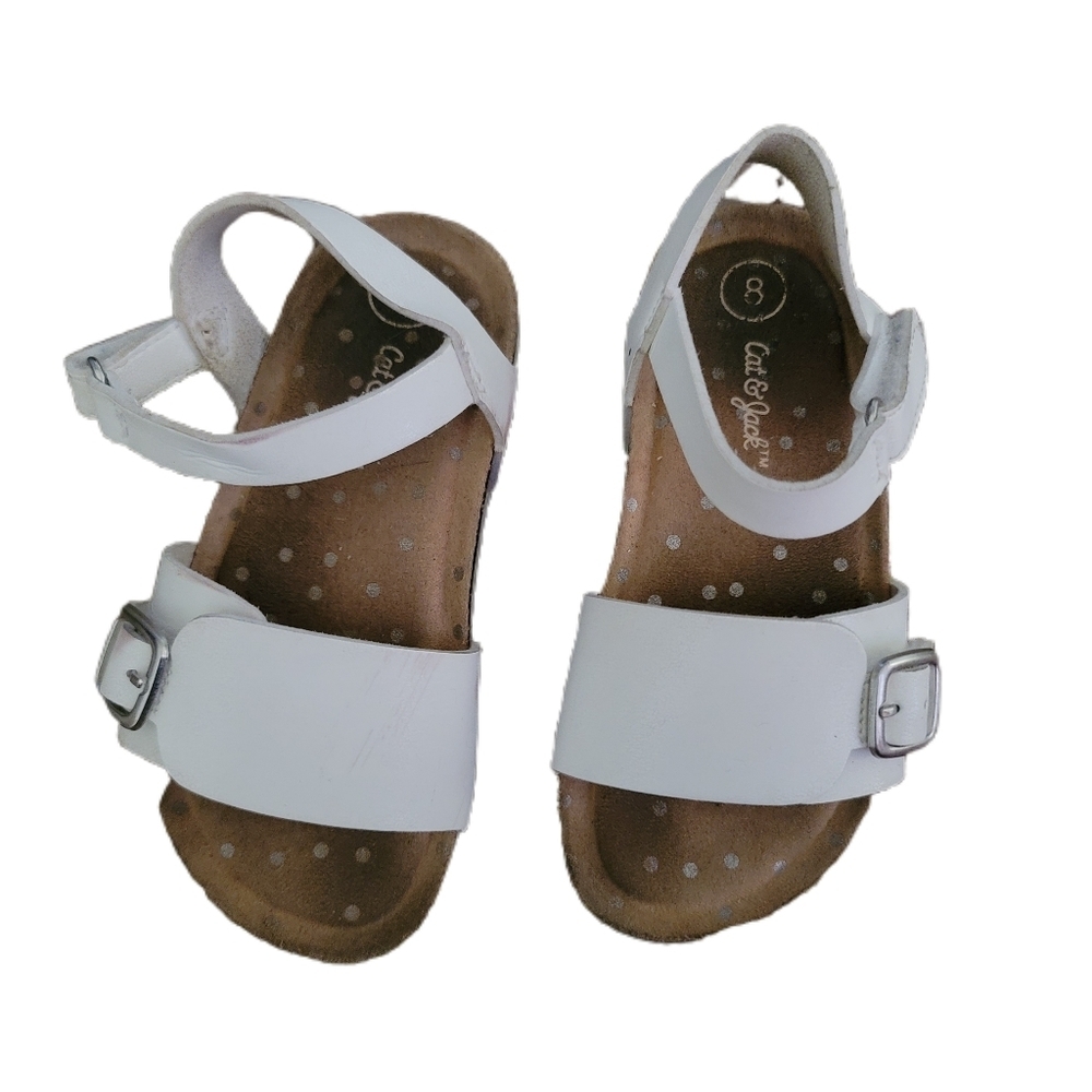 Cat & Jack Sandals Girls Size 8 White Summer